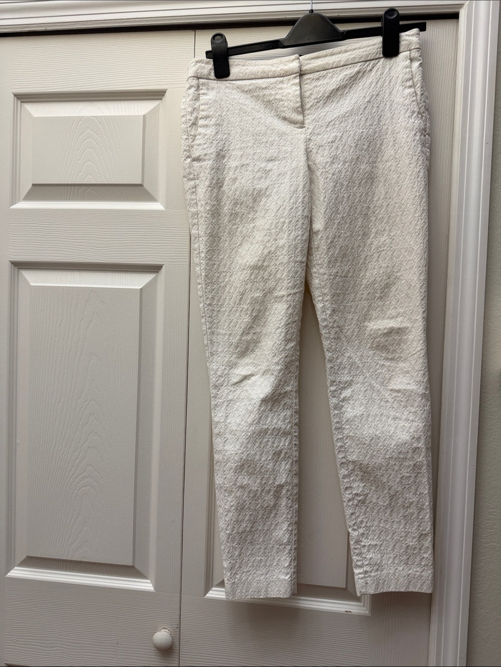 Cynthia Rowley Cream Textured Ankle Pants - Picture 1 of 12